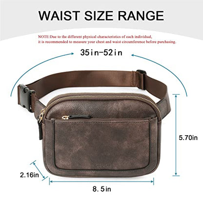 CLUCI Fanny Packs for Women Cross body, Belt Bag for Women, Mini Everywhere Crossbody Waist Bag Adjustable Strap, Vegan Leather Women's Fanny Pack - color: Dark coffee