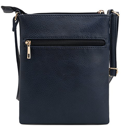 DELUXITY Crossbody Purse Bag Shoulder Bag Multi Pocket Zipper Purse - color: Navy