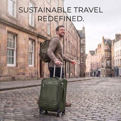 Ricardo Beverly Hills Softside 2 Piece: 20 Carry-On & 28 Large Checked, Lightweight Expandable Luggage Set, Spinner Wheels, TSA Lock, Telescopic Handle, Eco-Friendly Material, Pine, Ashbury Series - color: Pine, size: 2-Piece Set (20, 28)