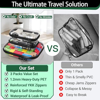 YQBRAO Clear Hard Shell Organizer Cases, Black, 3-Pack - color: Black, size: MSS