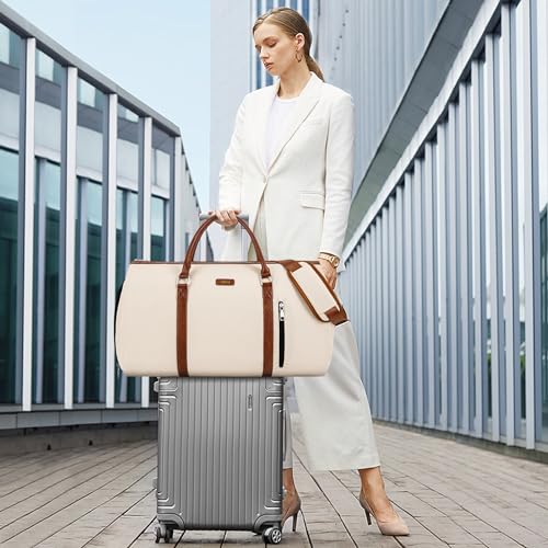 Convertible 2-in-1 Garment Bags for Travel with Waterproof Shoe Compartment - color: 1-Off White