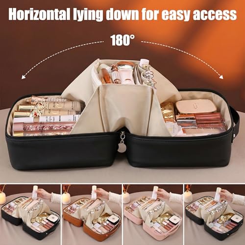 Travel Makeup Bag, Large Capacity Cosmetic Bags for Women - color: Black