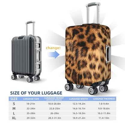 Leopard Print Luggage Cover Elastic Washable Suitcase Sleeve Anti-Scratch Stain Resistant, Cheetah Stretchable Baggage Protector Fit (S 18-21 Inch Luggage) - size: Small, style: Leopard