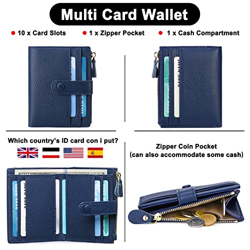 FALAN MULE Small Wallets for Women RFID Blocking Leather Womens Wallet - color: AD-Royal Blue