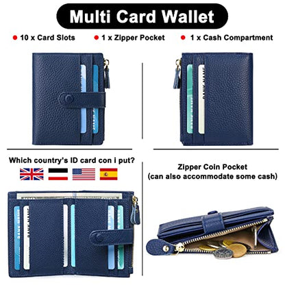 FALAN MULE Small Wallets for Women RFID Blocking Leather Womens Wallet - color: AD-Royal Blue