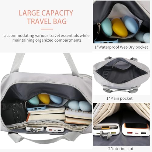 VOOWO Rolling Duffle Bag, Expandable Foldable Carry On Luggage with Wheels, Large Weekend Bag (Grey) - color: Grey