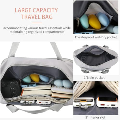 VOOWO Rolling Duffle Bag, Expandable Foldable Carry On Luggage with Wheels, Large Weekend Bag (Grey) - color: Grey