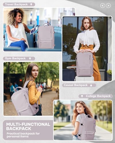 Personal Item Travel Backpack for Women Men Carry On Bag Airlines 18x14x8 - color: P-lotuspink, size: Small
