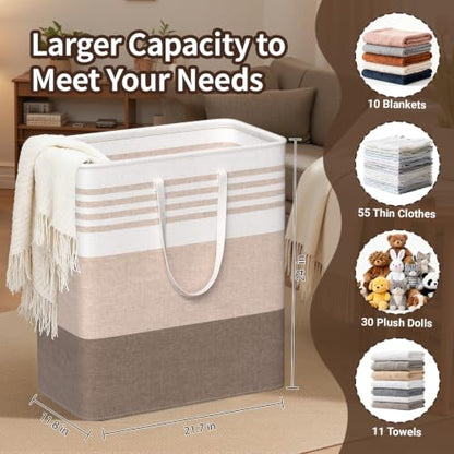 WOWBOX 2 Pack Laundry Baskets, Collapsible Dirty Clothes Laundry Hampers - color: Khaki, size: 100L
