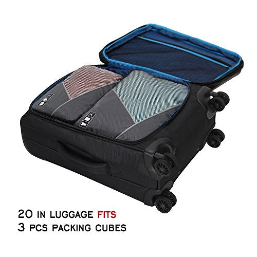 Hynes Eagle 3 Pieces Packing Cubes Set Travel Luggage Organizer Bag - color: Grey