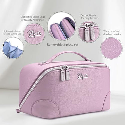 BOYATU Travel Makeup Bag Cosmetic Bags for Women: 3-Piece Makeup Bag Set - color: C-4-Purple