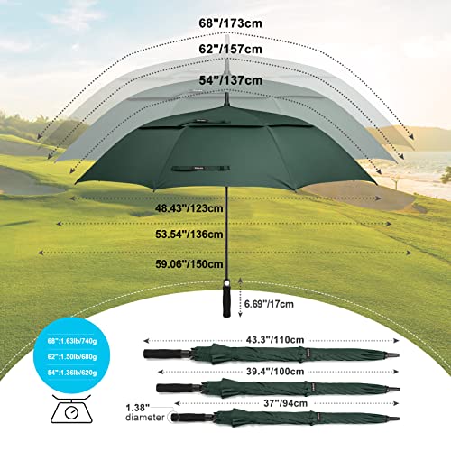 Gonex 62/68/72/80 Inch Golf Umbrella, Auto Open, Windproof, UV Protection - color: Dark Green, size: 68 inch