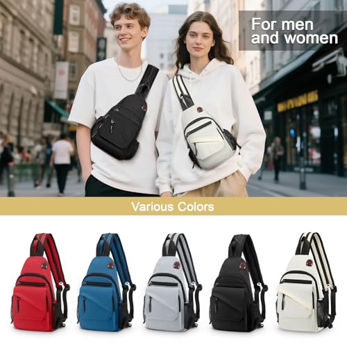 Sling Bag for Men Women,Convertible Crossbody Backpack Chest Bag - color: Beige, size: Small