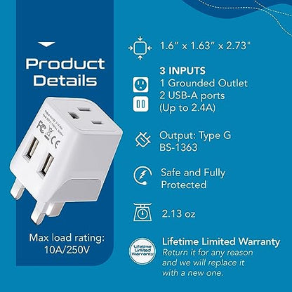 Ceptics European Plug Adapter, Safe USB-C 30W PD & QC 3.0-2 USA Socket - Compact & Powerful - Use in Greece, Italy, Switzerland, Turkey, Portugal - Includes Type C Swadapt Attachment - style: Type C - 30W USB-C