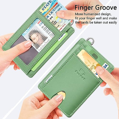 FurArt Slim Minimalist Wallet RFID Credit Card Holder for Men - color: Mint Green