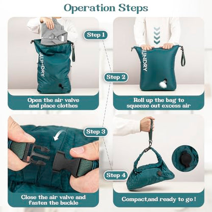 Travel Laundry Bag, Vacuum Compression Dirty Clothes Travel Bag - color: Green, size: Medium