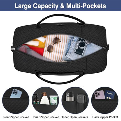 ITIEZY Weekender Bag for Women 21.5" Travel Duffel Large Carry On Bag 3PCS - color: 9a-black