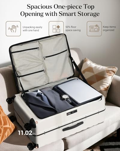 CENSIEN Luggage Sets, 20" Expandable Carry On 28" Aluminum Frame Suitcase - color: White, size: 2-Piece (20/28 Inch)