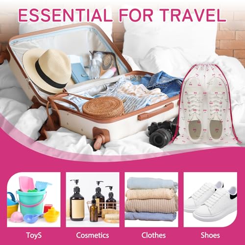 Shoe Bags for Travel, Waterproof Drawstring Shoe Bags for Packing - color: Cherry