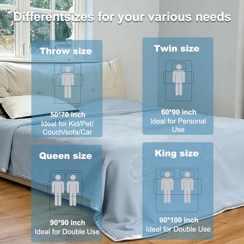 Cooling Throw Blanket for Hot Sleepers,Lightweight Summer Blanket(50"x70") - color: Light Blue, size: Throw(50" x 70")