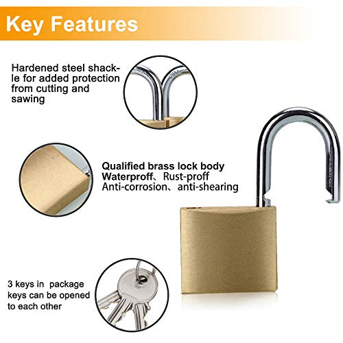 ABRAFOX Solid Brass Same Keyed Padlock Keyed Alike locks-40mm-3pack - color: Samekey-3pack