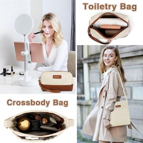ITIEZY Weekender Bag for Women 21.5" Travel Duffel Large Carry On Bag 3PCS - color: 9-Beige