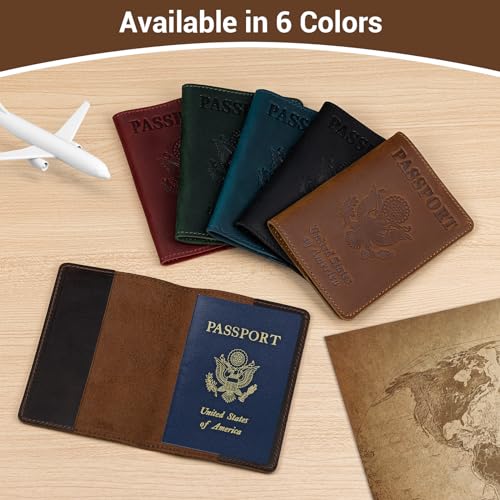 BIAOTIE Premium Leather Passport Holder Covers, Rfid Travel Wallet Passport Document Holder, Travel Essentials Wallet Cover Case for Men and Women (Coffee) - color: Coffee
