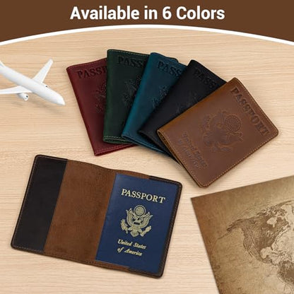 BIAOTIE Premium Leather Passport Holder Covers, Rfid Travel Wallet Passport Document Holder, Travel Essentials Wallet Cover Case for Men and Women (Coffee) - color: Coffee