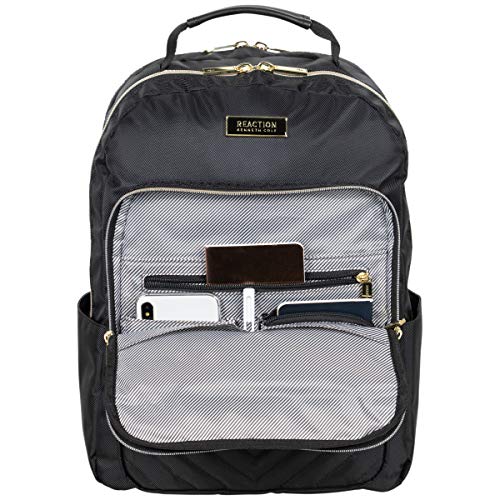 Kenneth Cole REACTION Madison Square Lightweight Hardside Chevron Expandable Spinner Luggage, Black, 2-Piece (20" Carry On + Backpack) - color: Black, size: 2-Piece (20" Carry On + Backpack)