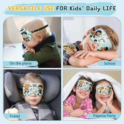 Kids Silk Sleep Mask, 100% Mulberry Silk Eye Mask with Adjustable Strap - color: Football Style