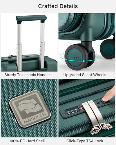 Hanke Expandable Medium Checked Luggage, 24 Inch Top Opening Suitcase - color: Blackish Green, size: 24 Inch EXT