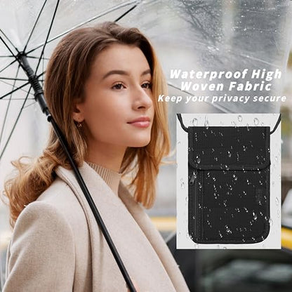 Travel Neck Wallet with RFID Blocking - color: Black