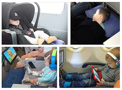Inflatable Travel Foot Rest Pillow, Adjustable Height Leg Rest Pillow for Cars, Home, Office, Trains, Airplane, Make a Flat Bed for Baby, Kids, Toddlers, Blue, 2 Pack