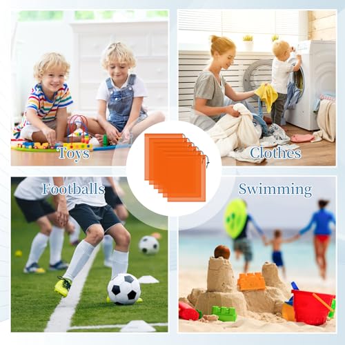 6 Pack Mesh Drawstring Bags with Lock, 14x17 for Gym, Beach, Laundry - color: Orange