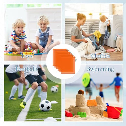 6 Pack Mesh Drawstring Bags with Lock, 14x17 for Gym, Beach, Laundry - color: Orange