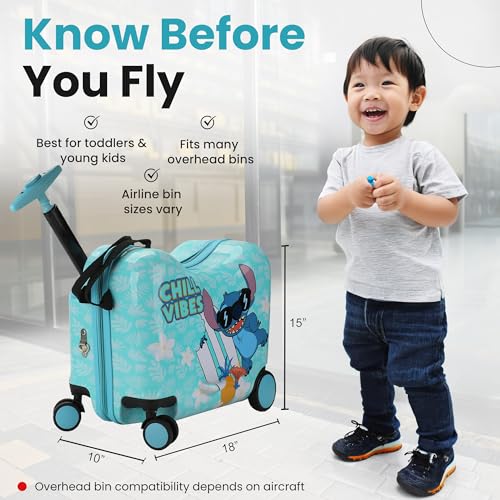 Disney Stitch Chill Vibes Children's Ride-On Luggage - color: DSC Chill Vibes
