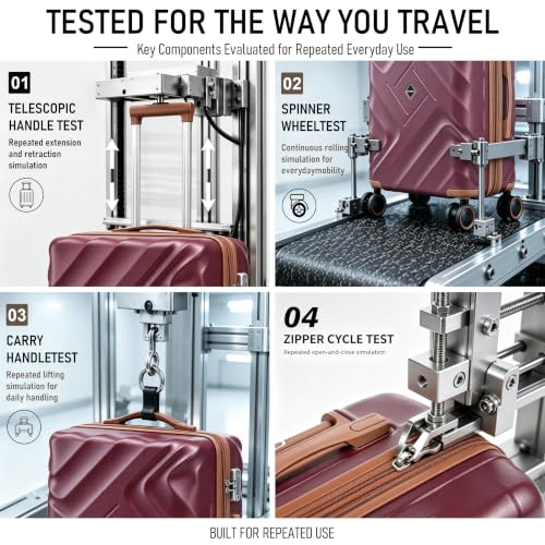 Rosamo 5 Piece Expandable Luggage Set,Hard Suitcases with TSA Lock Spinner Wheels 20/24/28 inch (Red) - color: Red, size: 5 PCS