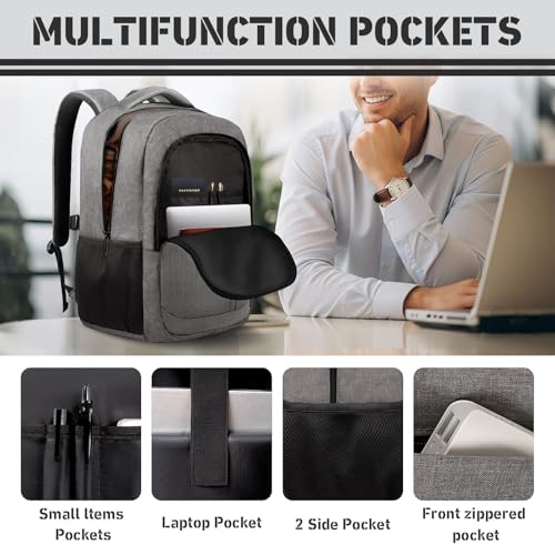 18.4" Large Laptop Backpack,Business Travel TSA Approved Slim Work Bag - color: Grey, size: 3X-Large