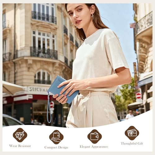 Dadanism RFID Blocking Passport Holder Travel Wallet for Women, Blue - color: Blue