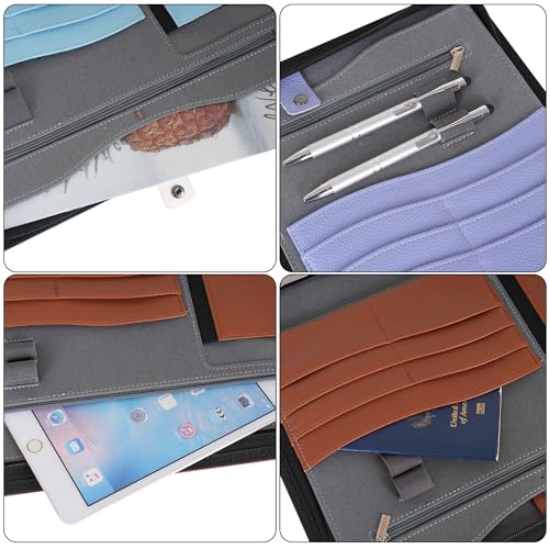 Wonderpool Travel Zippered Portfolio 3 Ring Binder A4 Padfolio Document Case with Removable Clipboard Legal Pad Holder, Business Office School Organizer for Men and Women (Purple) - color: Purple