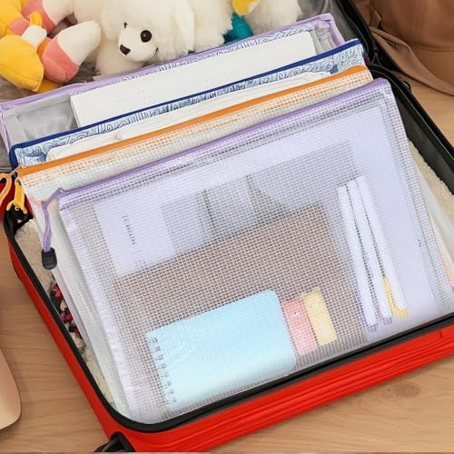 24pcs A4 Mesh Zipper Pouch Bags, Mesh Bags with Zipper Bulk, Pouches for Organization, Clear Storage Bags for Classroom, Travel, Office - size: 24PCS