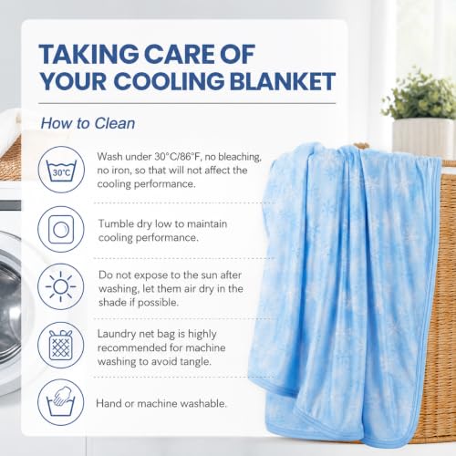 OIGAE Cooling Blanket 50'' x 70'' for Hot Sleepers, Night Sweats, Menopause - color: 1 - Blue Snowflake, size: Throw 50'' x 70''