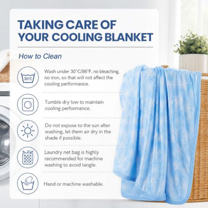 OIGAE Cooling Blanket 50'' x 70'' for Hot Sleepers, Night Sweats, Menopause - color: 1 - Blue Snowflake, size: Throw 50'' x 70''