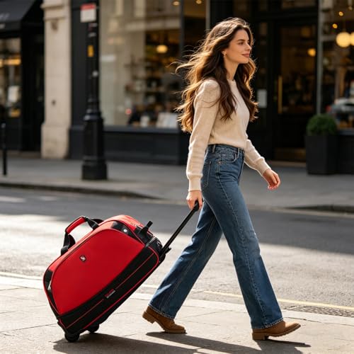 OIWAS Rolling Duffle Bag with Wheels, 22 inch Carry On Bag for Travel - color: Red