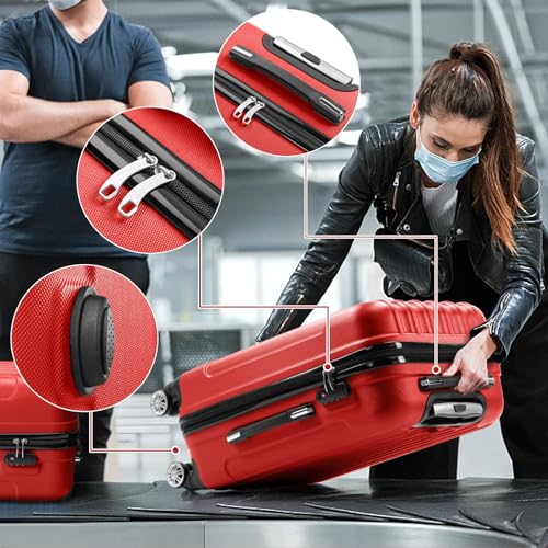 Karl home Luggage Set of 3 Hardside Suitcase Sets - Red (20/24/28) - color: Red, size: 3 Piece Set