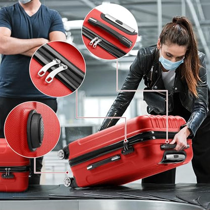 Karl home Luggage Set of 3 Hardside Suitcase Sets - Red (20/24/28) - color: Red, size: 3 Piece Set