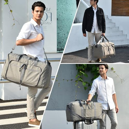 Dimayar 40L Foldable Duffle Bag for Travel, Lightweight Weekender Bags - color: Grey, size: 40L