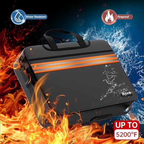 Accordion File Organizer with Lock, Fireproof Document Bag, Black - size: Legal Size, style: Orange Reflective Strip