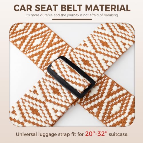 Veki Cross Luggage Straps, TSA Approved with Lock, Brown Diamond, 1pc - color: Cross Brown Diamond