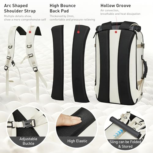 Backpack for Traveling On Airplane,Expandable Carry On Laptop Backpack for Men and Women,Outdoor Travel Bag,Off White - color: New Off White